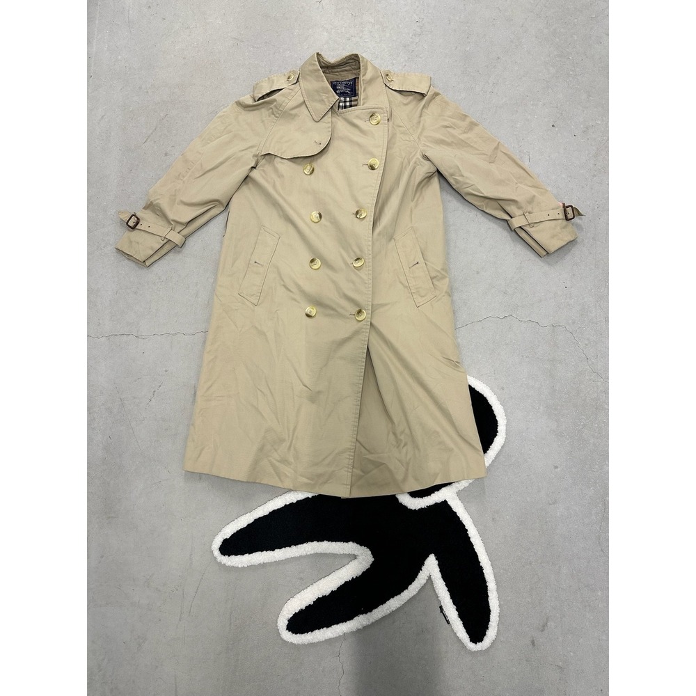 Vintage Burberrys Trench Coat Mens Beige Double Breasted Nova Check Made England